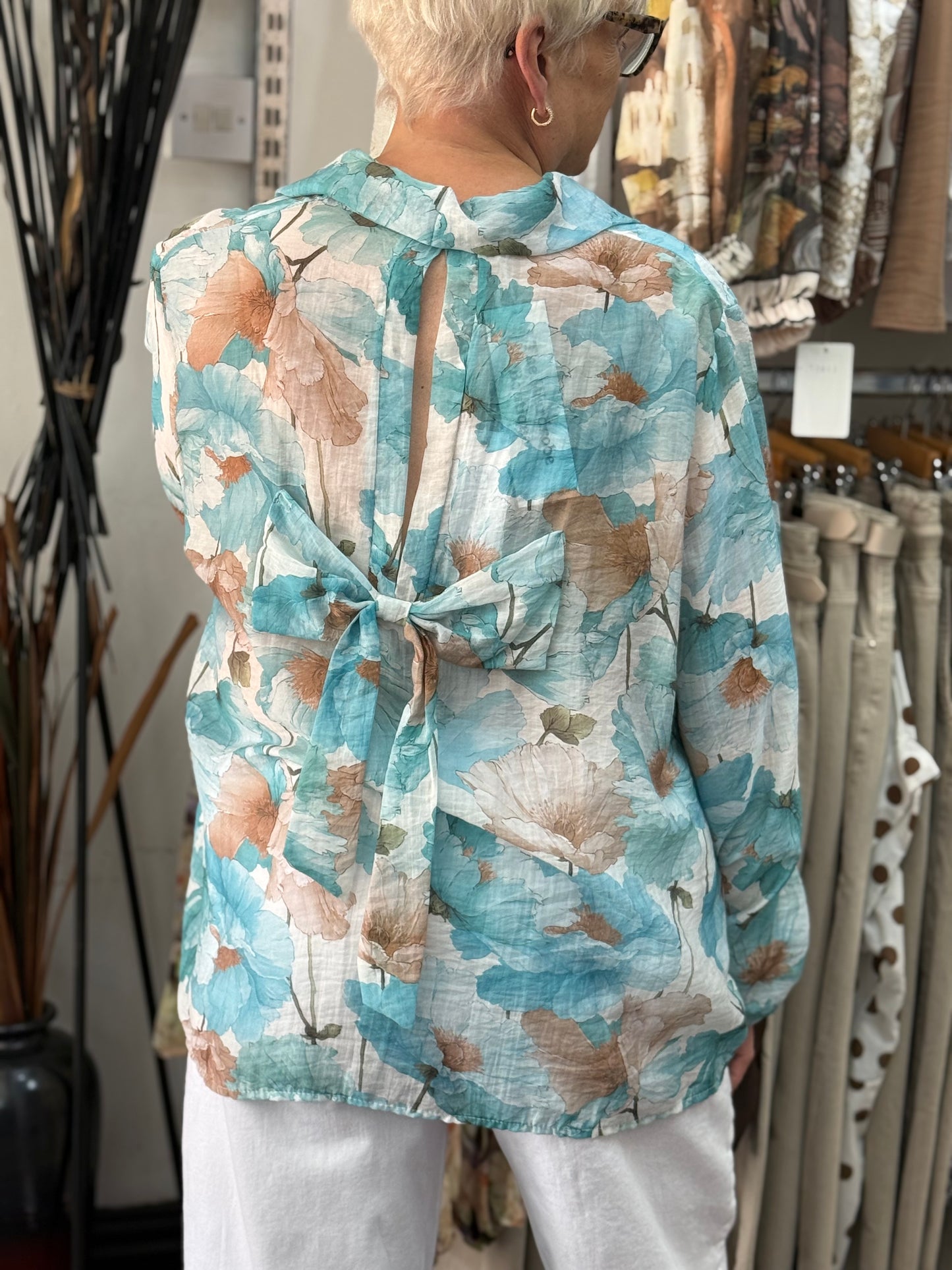 PAIGE- FLORAL BOW BACK BLOUSE