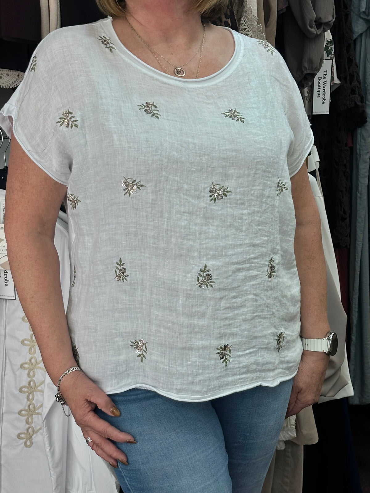 CARMEL-EMB DETAIL COTTON TOP