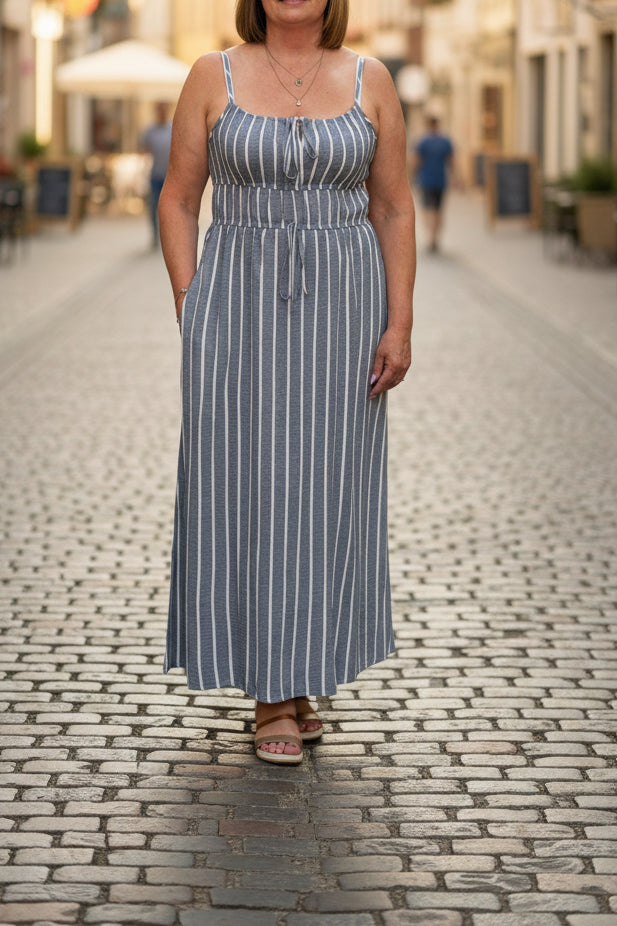 HAVEN- BLUE/WHITE STRIPE DRESS