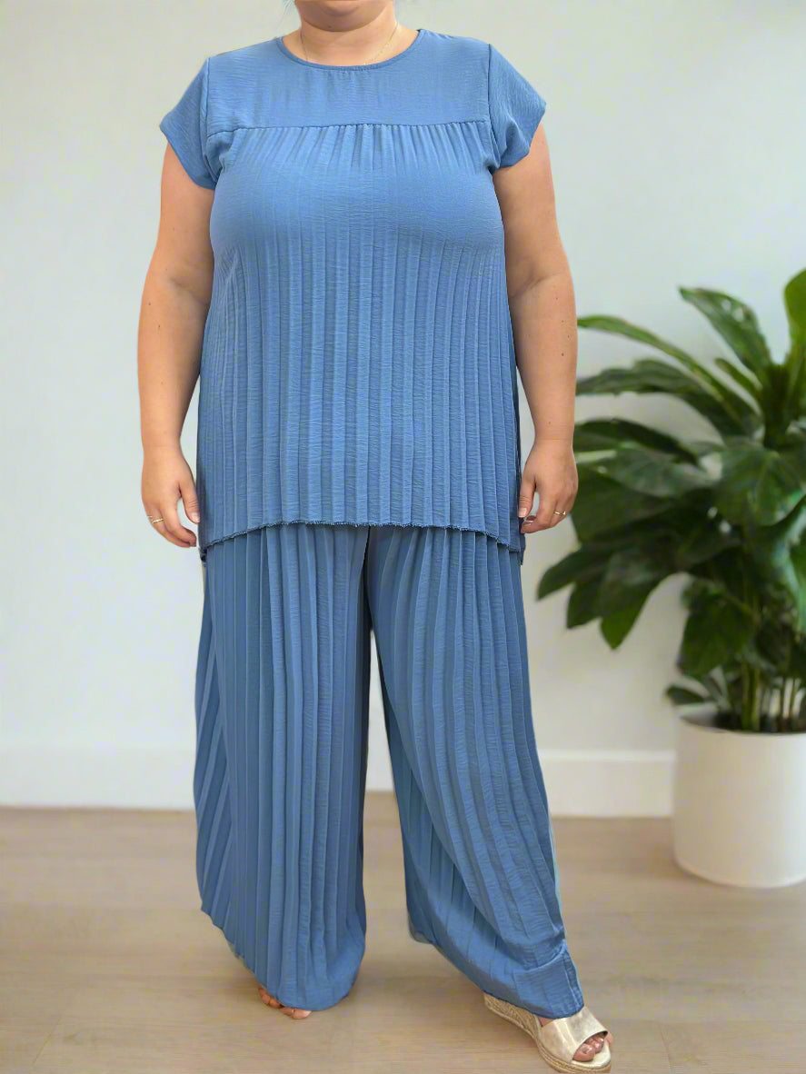 CHESCA PLEATS- KELSEY HI/LOW TUNIC CO-ORD SET