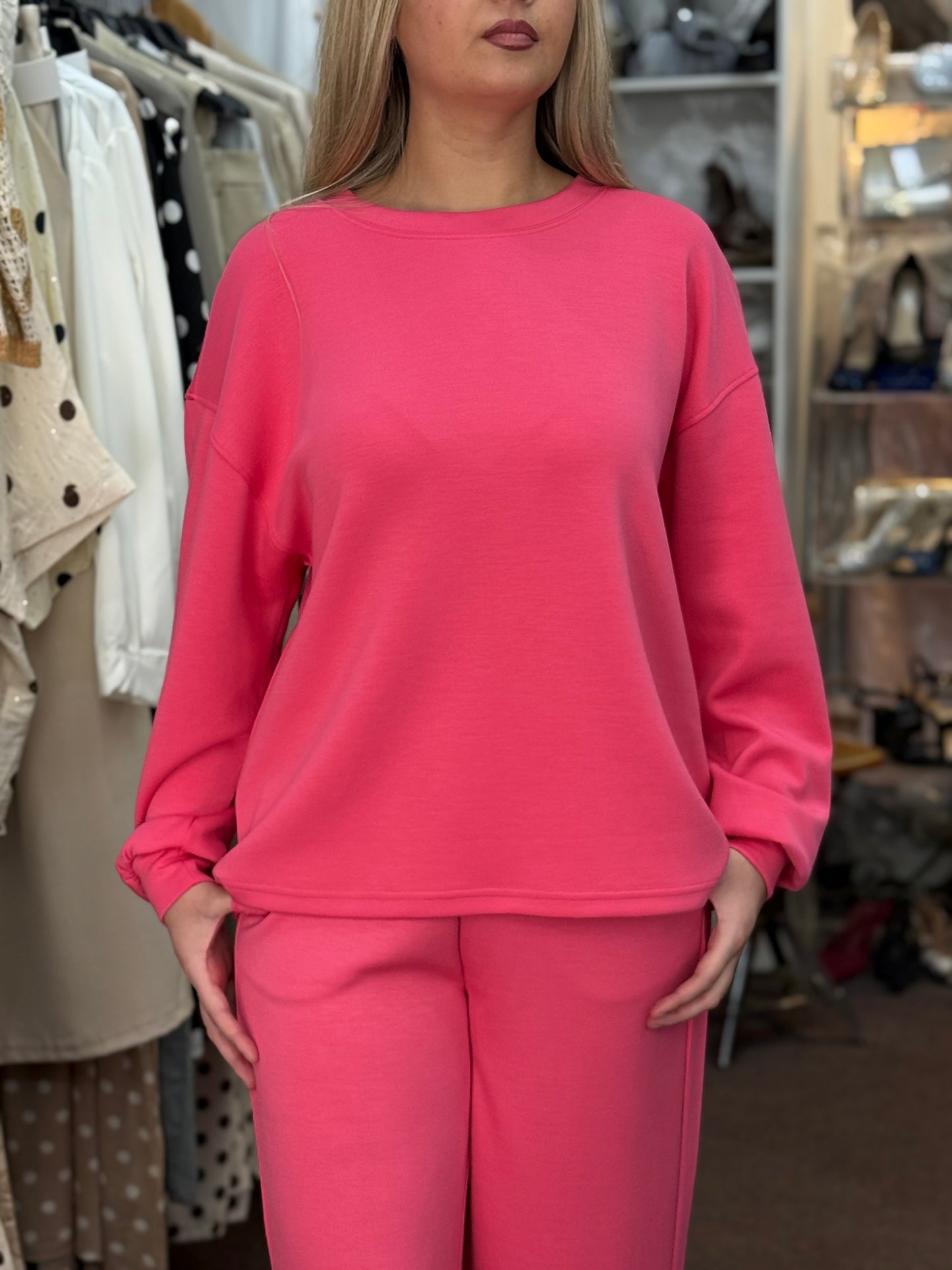 FRANSA- AURORA CO ORD PINK SWEATSHIRT