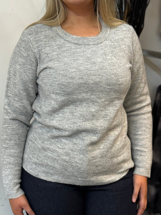 FRANSA- ELLIS R/NK JUMPER -GREY