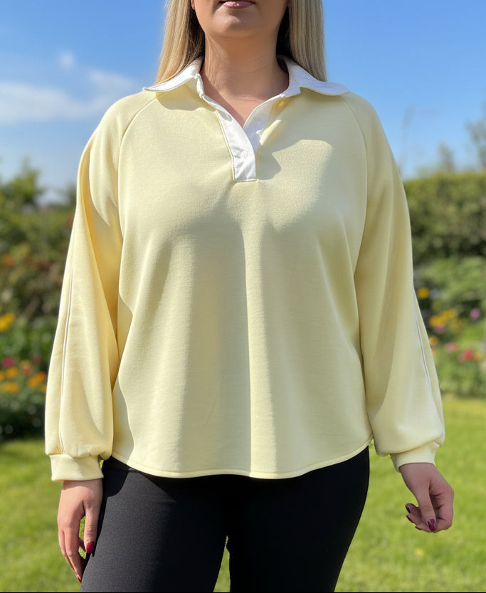 ELSA- POLO  COLLAR SCUBA SWEATSHIRT -#MOTHERS’DAY