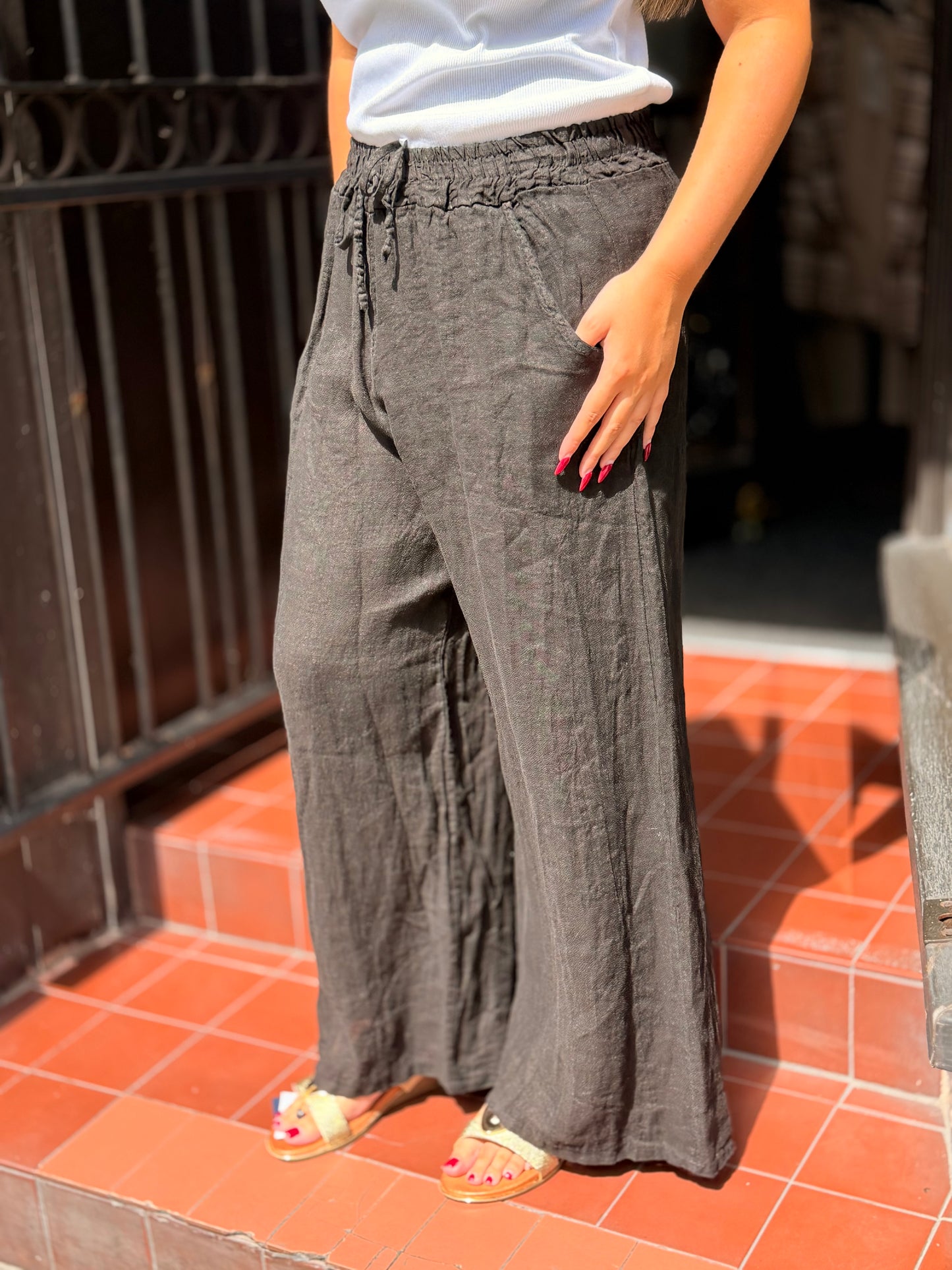 HENLEY-MARA PLAIN W/LEG LINEN TRS