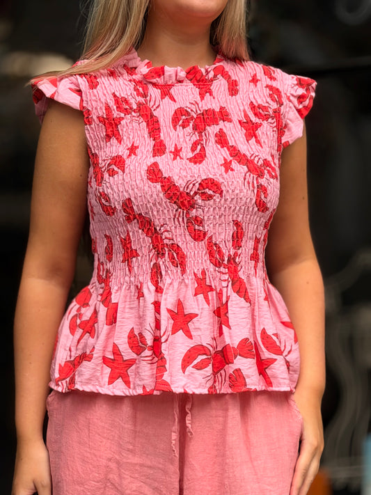 PHOEBE-PRINTED SHEERING TOP