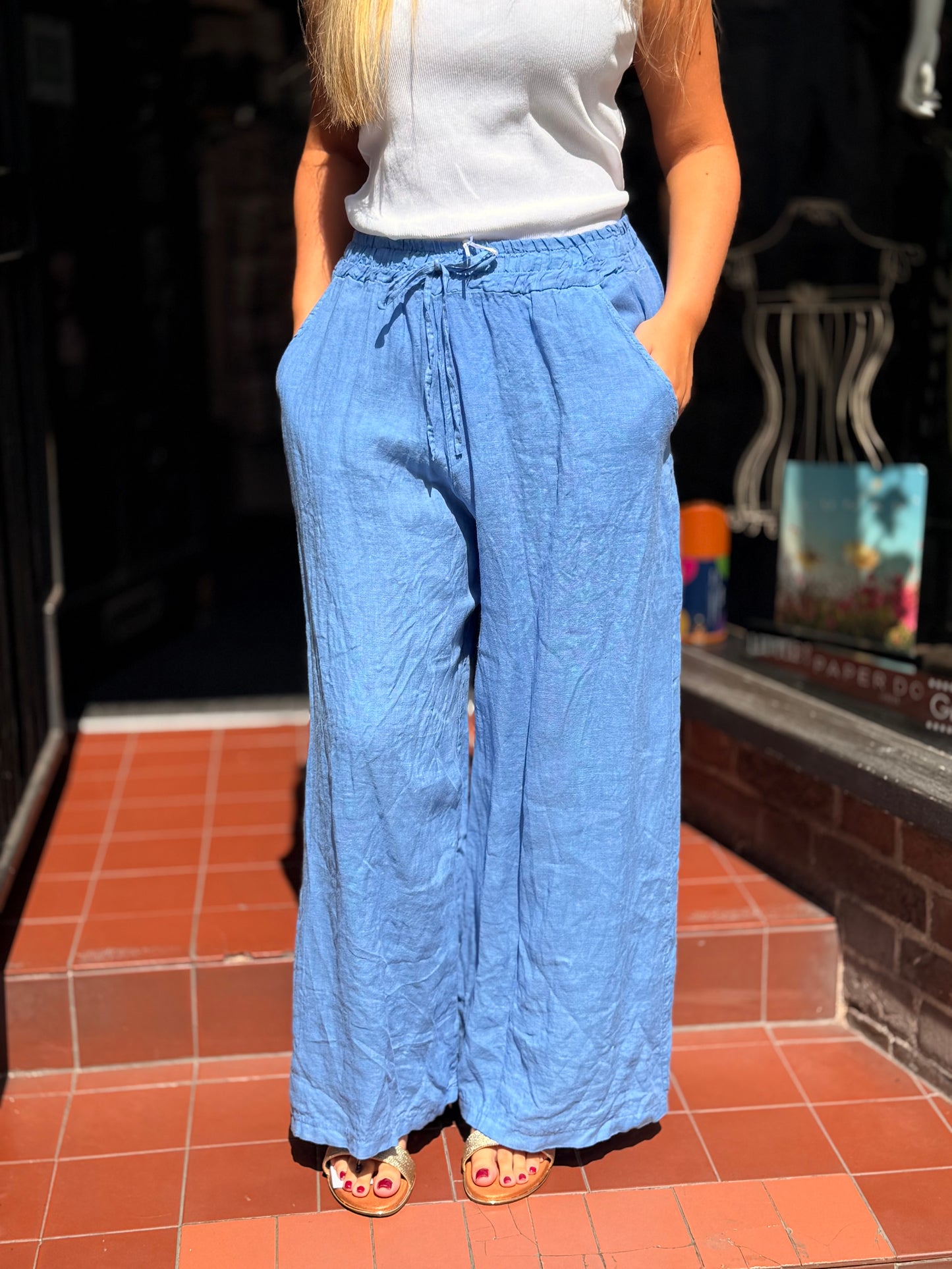HENLEY-MARA PLAIN W/LEG LINEN TRS