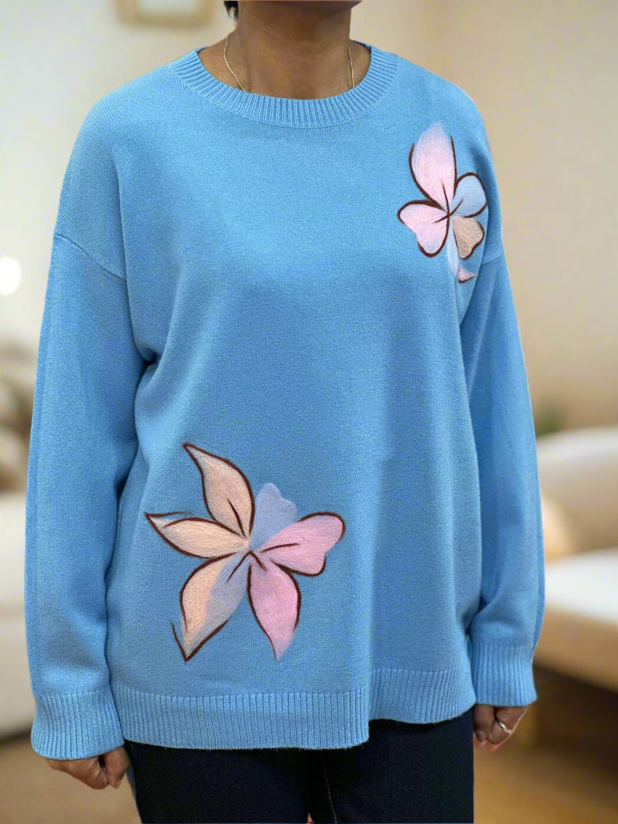 JONI -HAND EMB FLOWER JUMPER