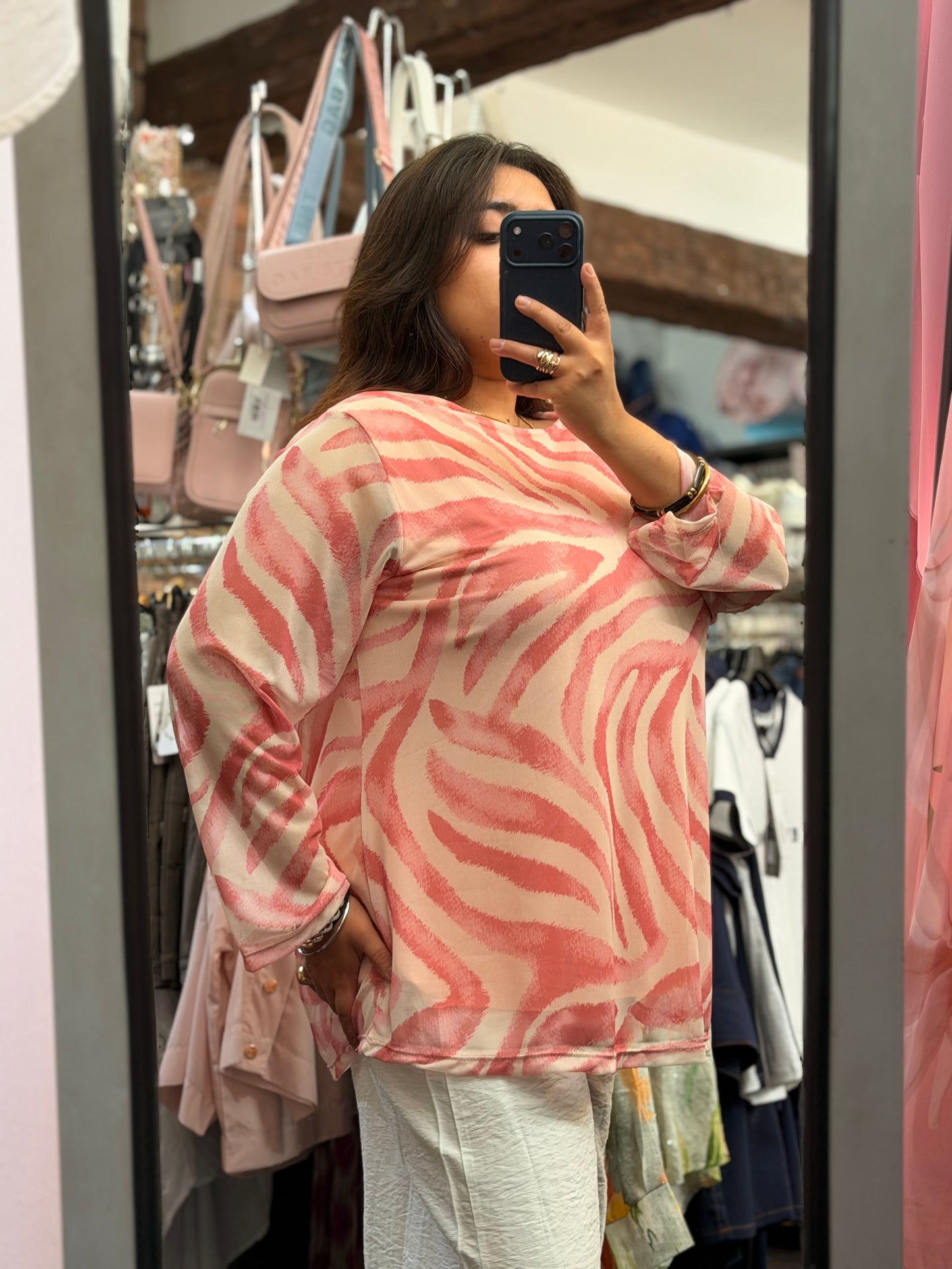 PAIGE-PRINTED LINED MESH TOP CURVE