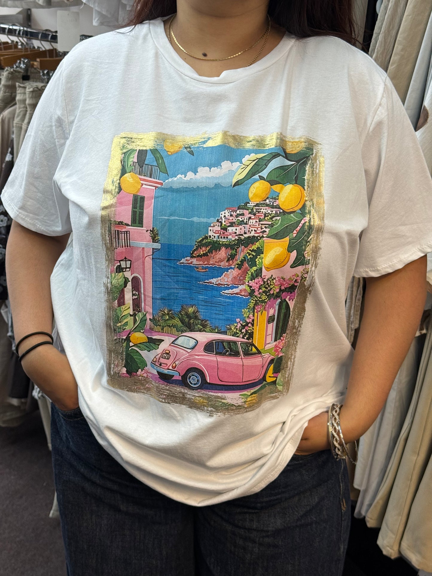 KAYLA- SLOGAN SUMMMER TEE-CURVE