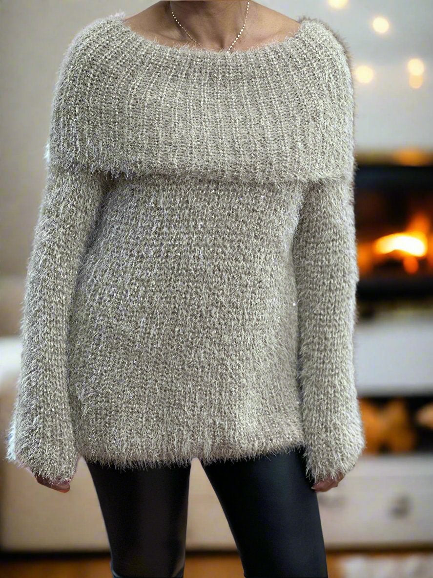 JADEN -EYELASH BARDOT SPARKLE KNIT- #YearEndSale