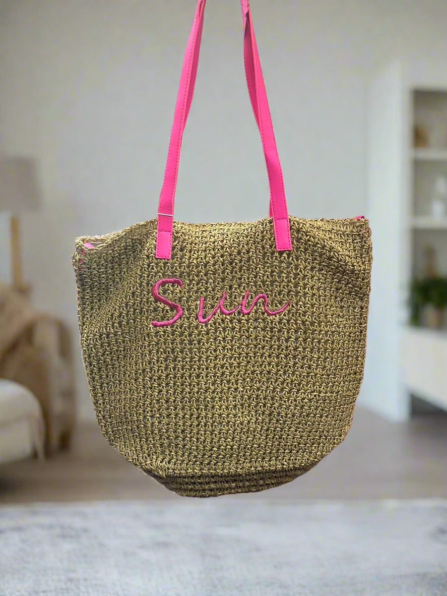 NEONS STRAW TOTE BAG -