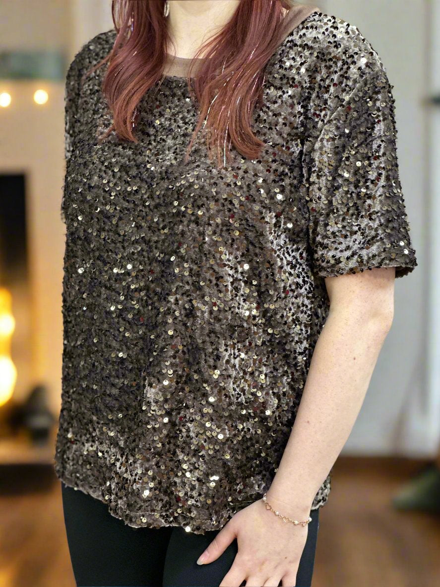 TILLY SEQUIN - VELOUR TOP