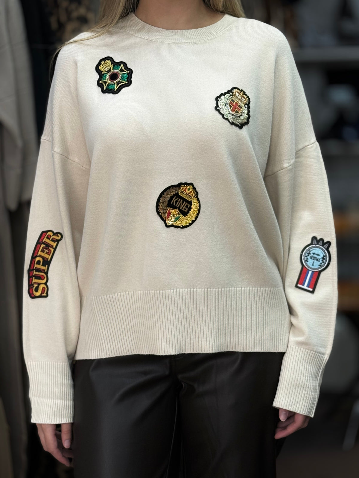 REUBEN-PATCHWORK FINE KNIT JUMPER