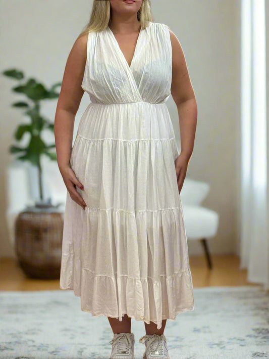 CELINA- VNK BACK TIERED COTTON DRESS