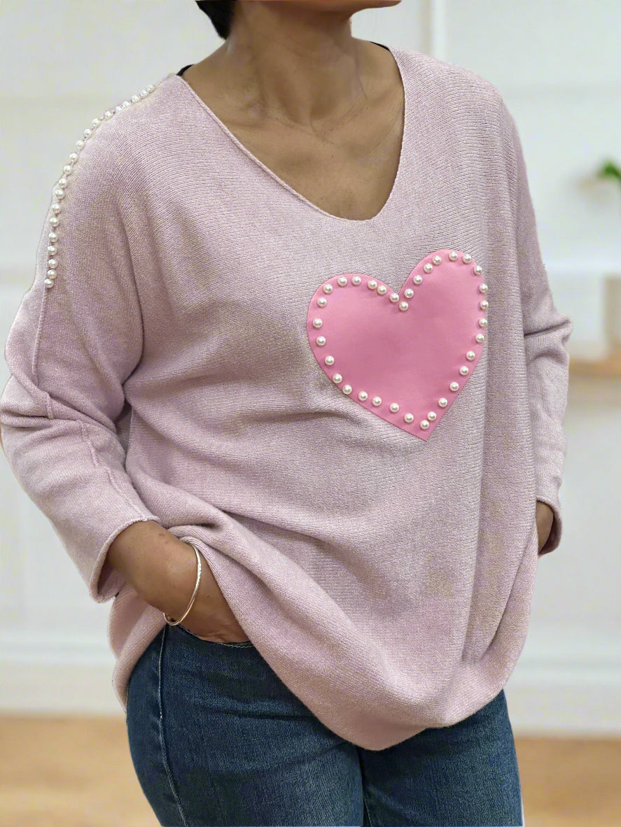 BELLA- PEARL & HEART JUMPER -