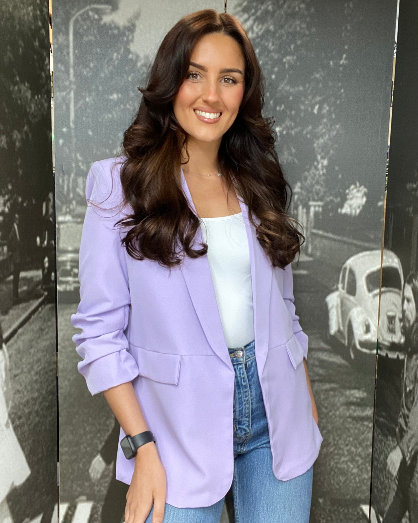 MIMI RUCHED SLEEVE BLAZER- LILAC - SALE now 50%OFF-LAST ONE LEFT