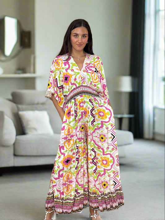 RETRO PRINT W/Leg JUMPSUIT- #SALE