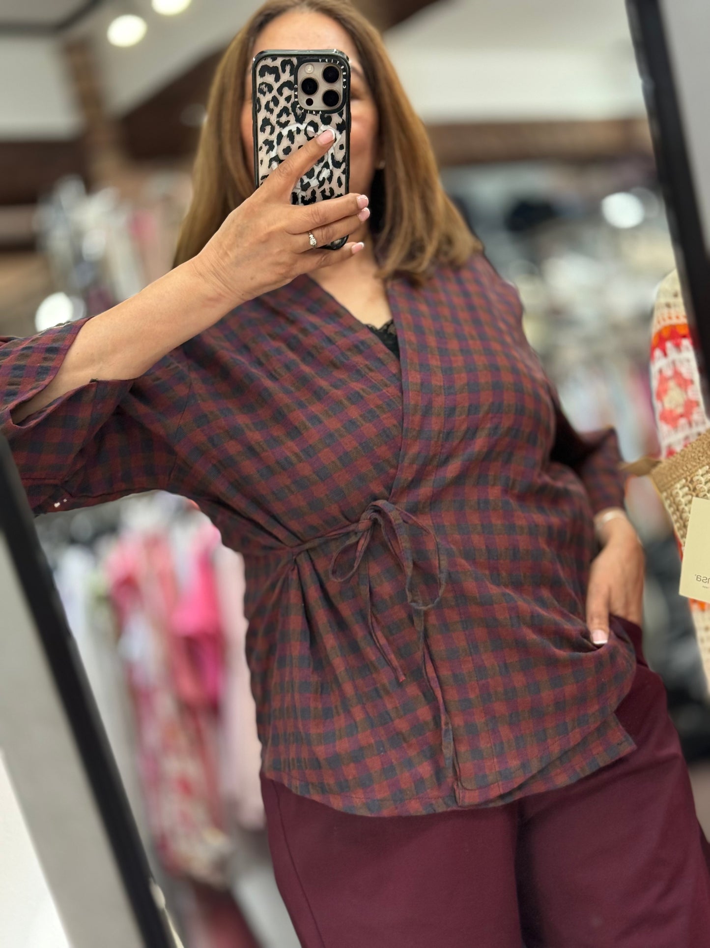GINNY- SIA GINGHAM SIDE TIE JACKET