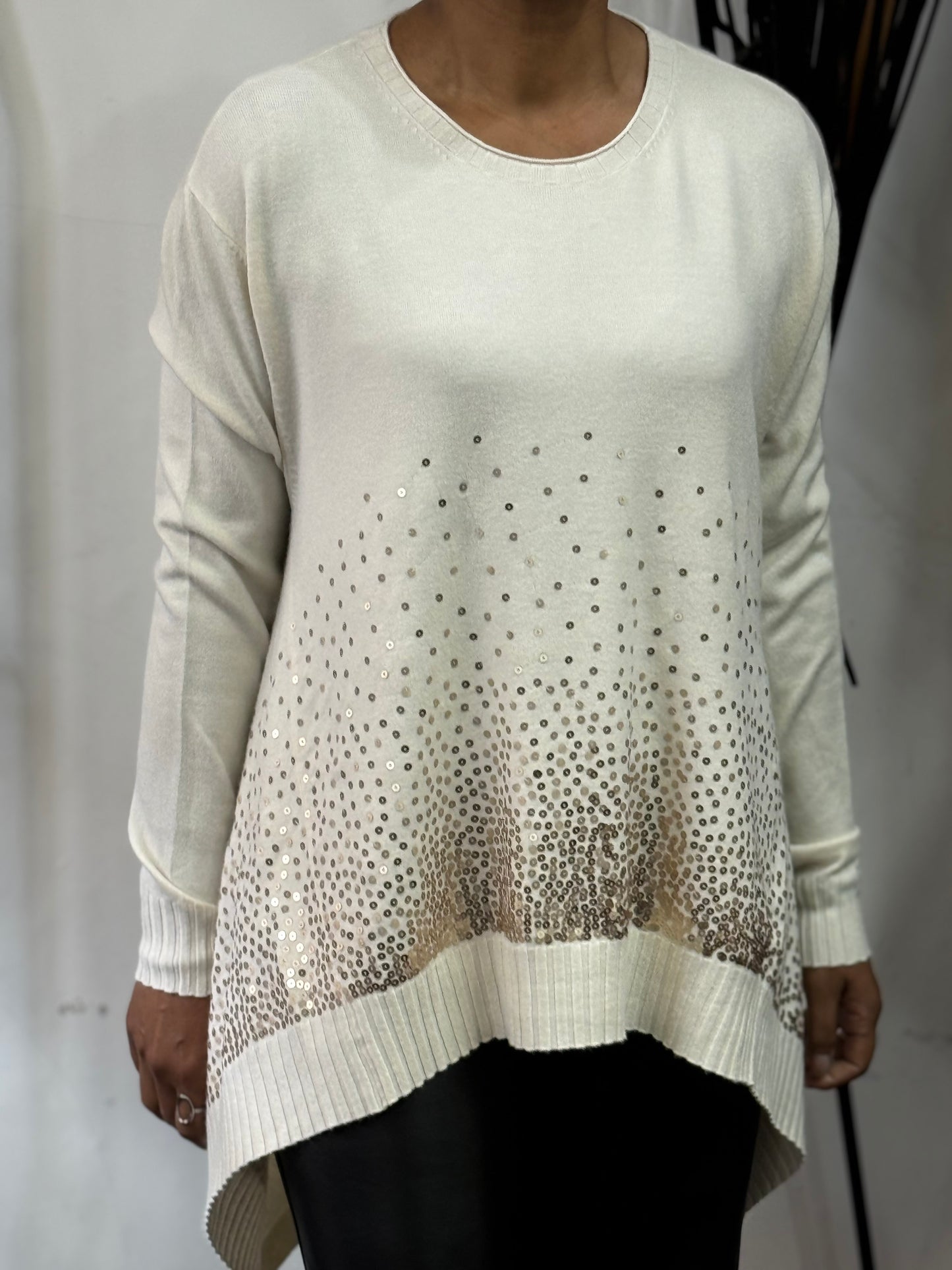 RIVER- TAPERED HEM SEQUIN FINE KNT JUMPER -🖤BLACKFRIDAYWKEND-AUTO 10%OFF@CHECKOUT