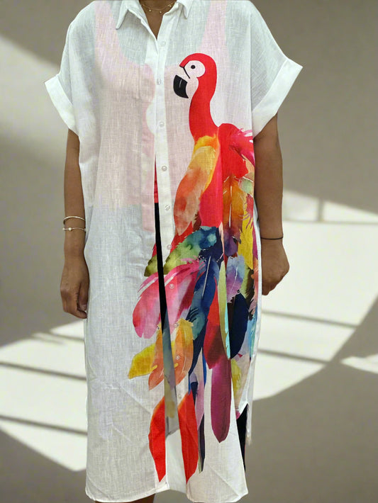 THE TROPICALS - BUTTON THRU SHIRT DRESS-#SALE