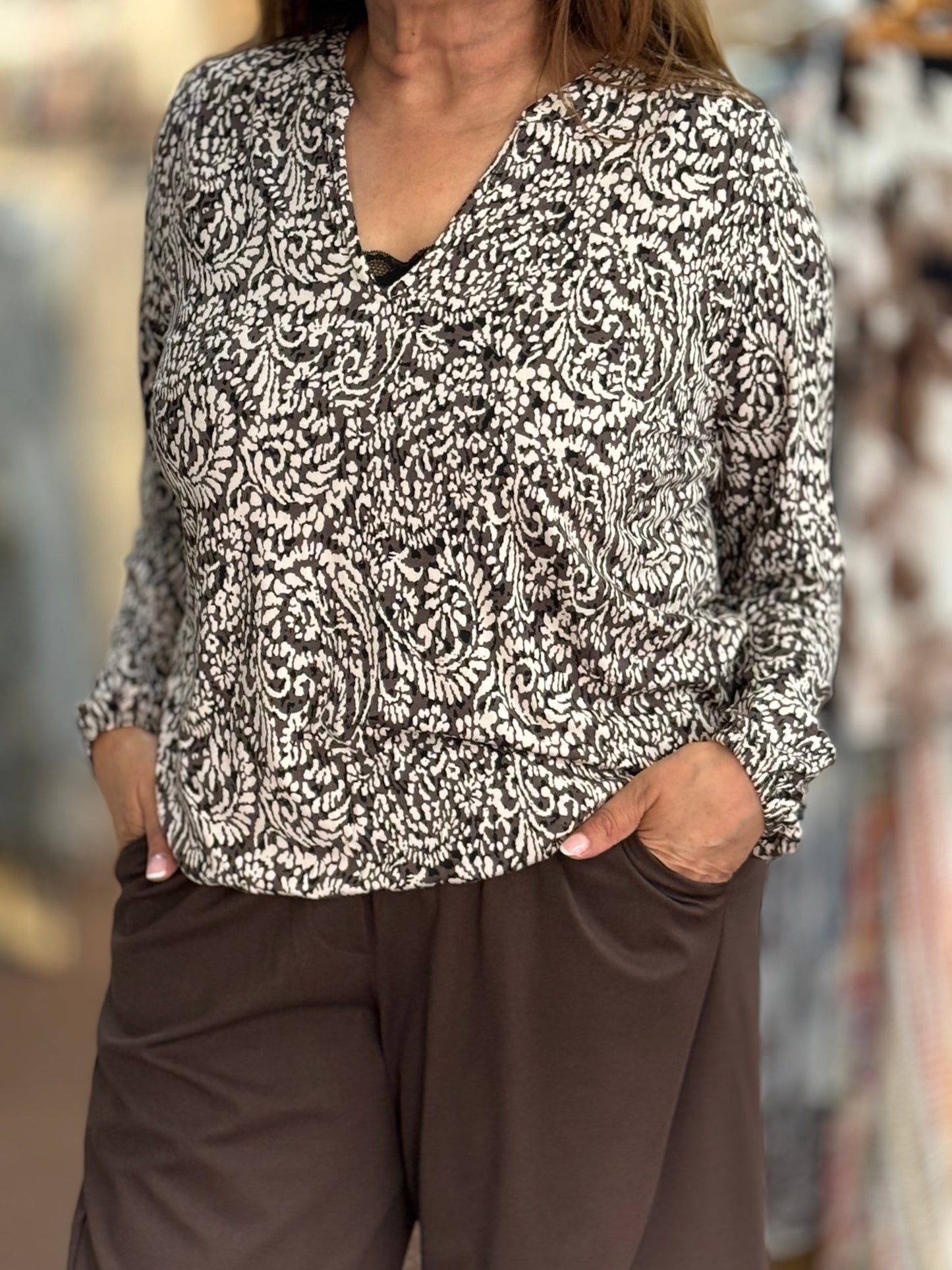 FRANSA AMY LONG SLV JERSEY TOP