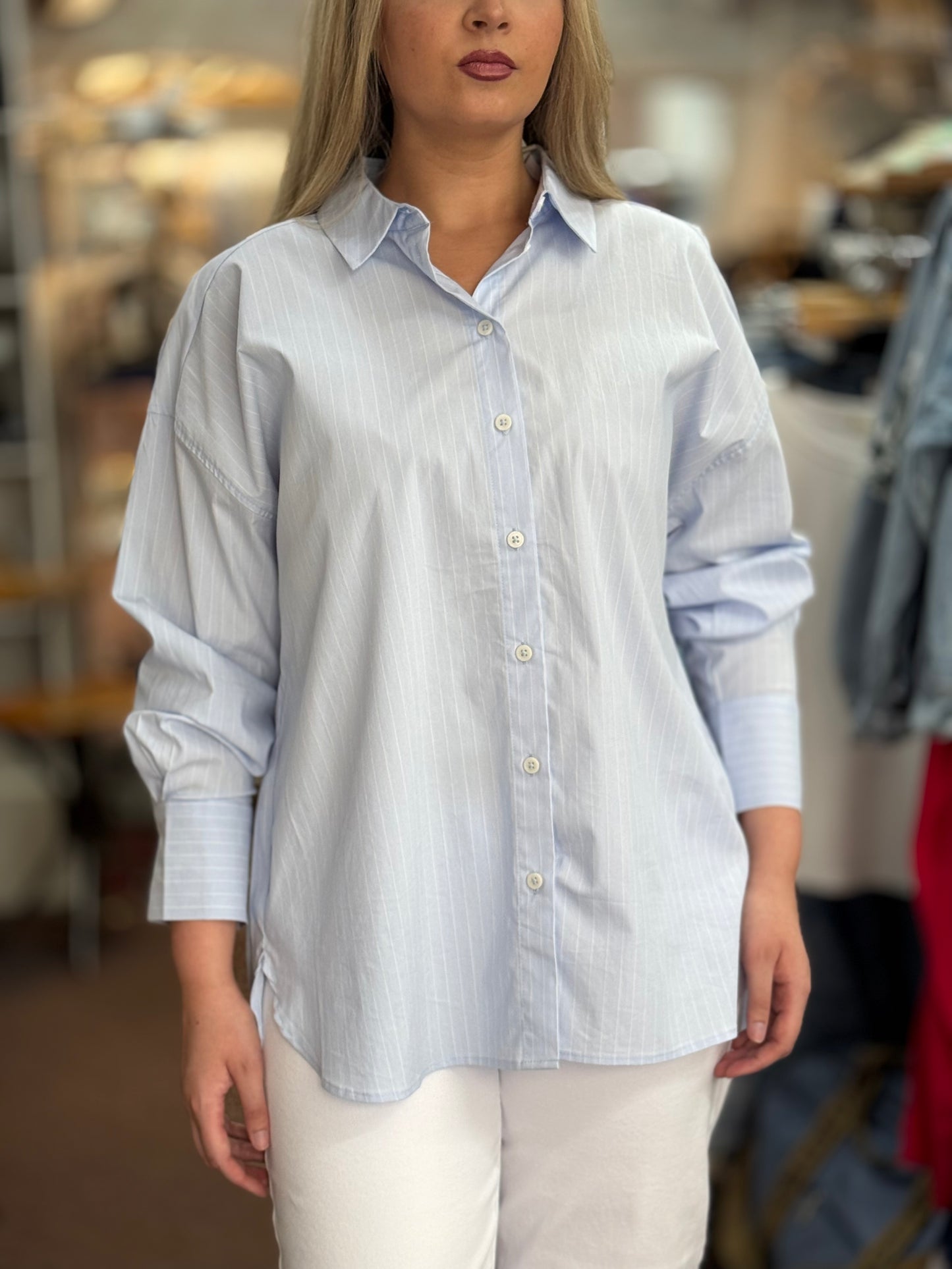 FRANSA-ZANE OVERSIZED PINSTRIPE SHIRT