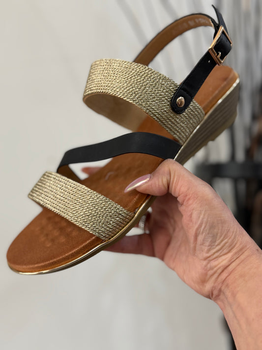LUNAR PIPPA WEDGE SANDAL-BLACK - AUTO15% off @checkout