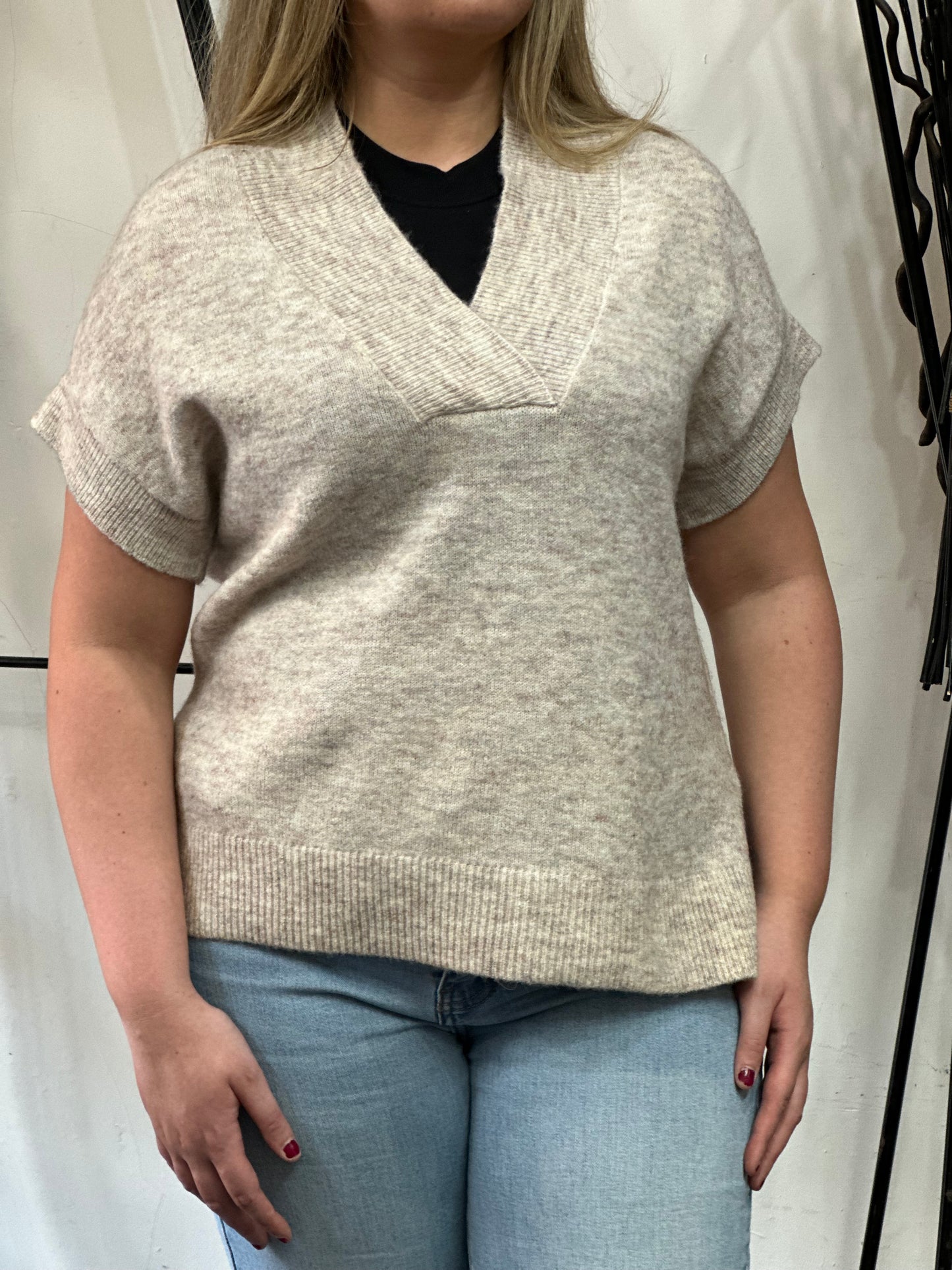 FRANSA-SANNY S/S TANK KNIT -MARL EFFECT -#BlackFridaySale