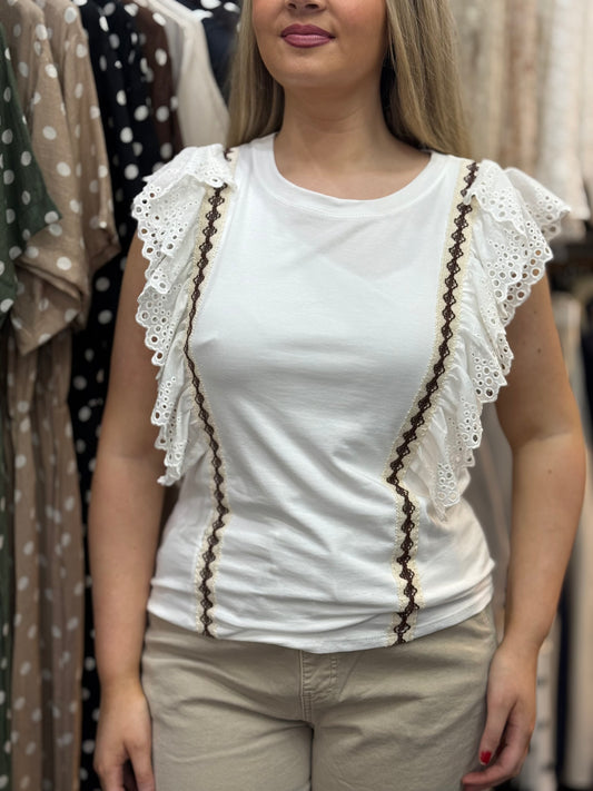 ROMA TEE- LARA BRAID ENGLAIS SLV TEE