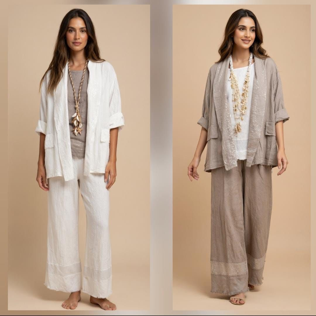 LILY- LINEN SEQUIN LAPEL JKT