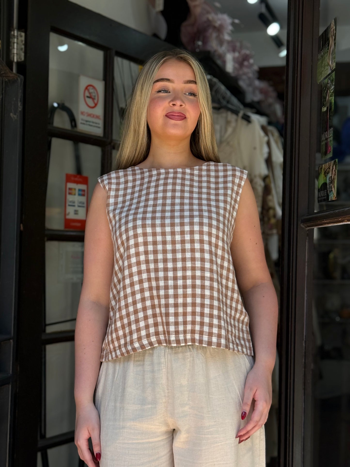 BYOUNG-FALLAKA WOODSMOKE CHECK TOP