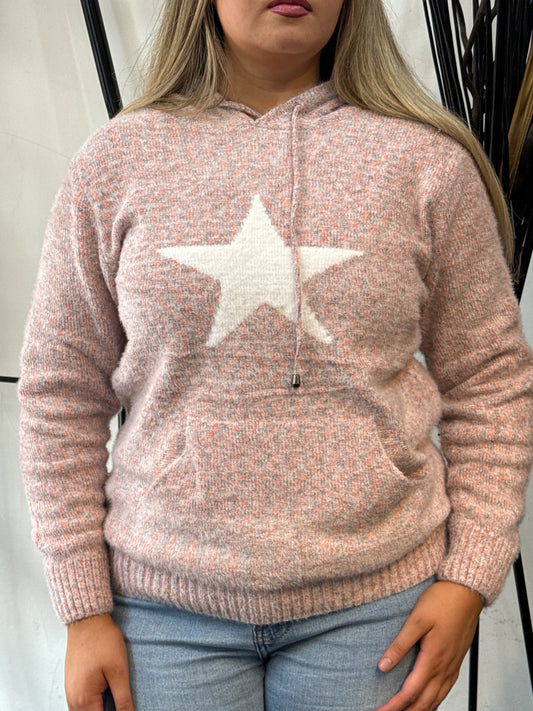 ARCHIE-STAR KNIT PATCH POCKET HOODY-