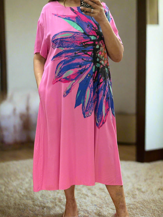 CANDICE-FLY OUT PRINT FLOWER DRESS
