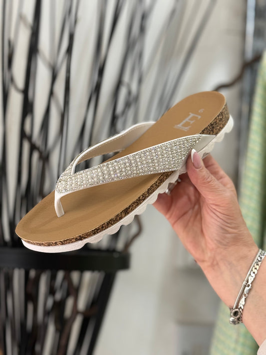 SUNSET THONG SANDAL-SILVER/WHITE