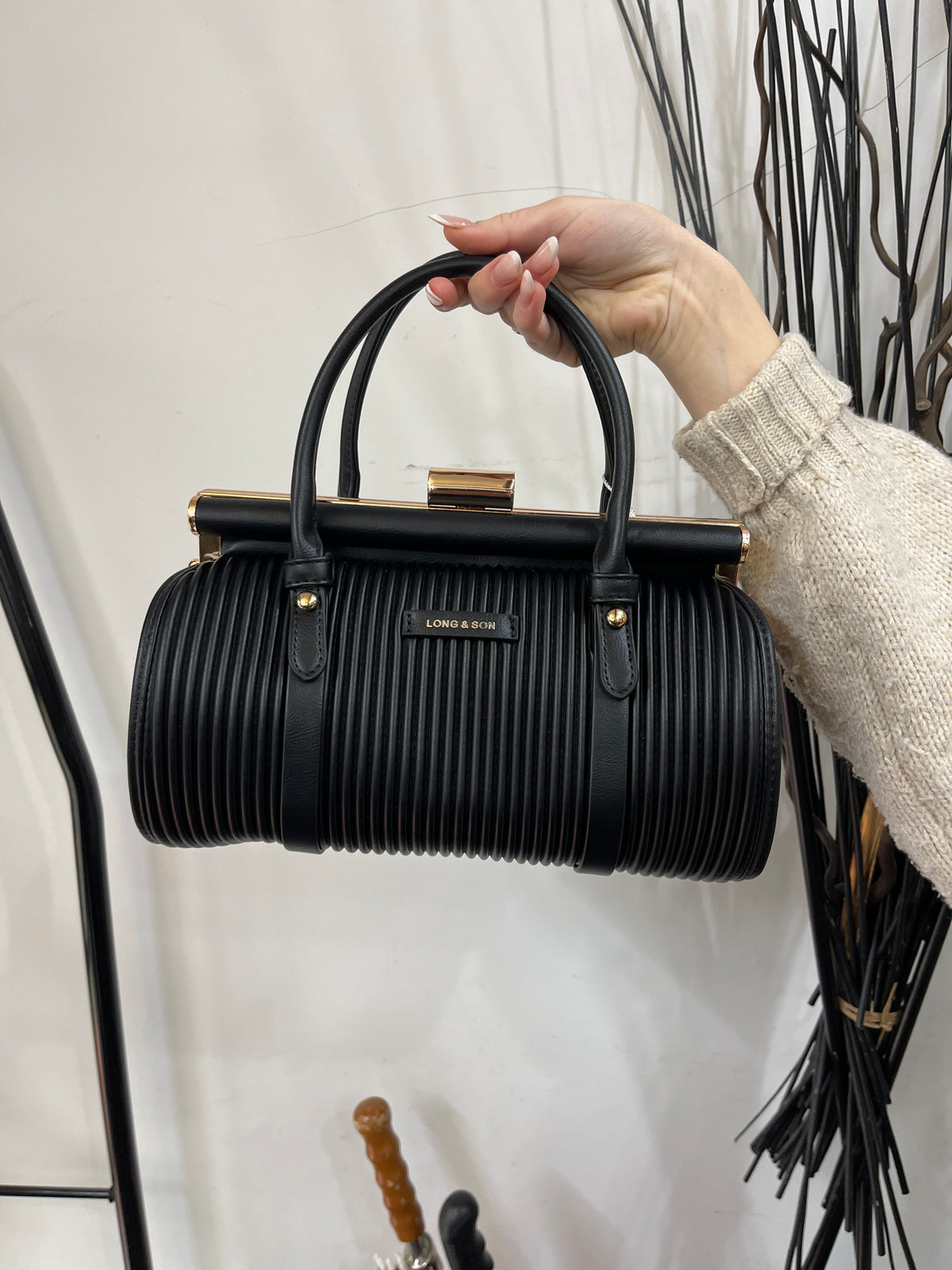 IMOGEN-RIB DESIGN BARREL HANDBAG-3388