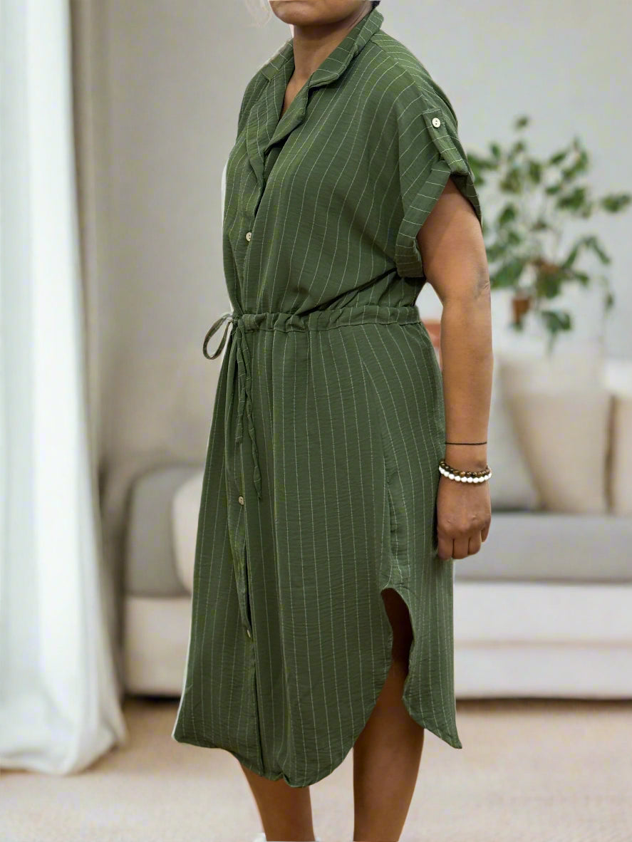 ST IVES- HAZEL PINSTRIPE SHIRT DRESS