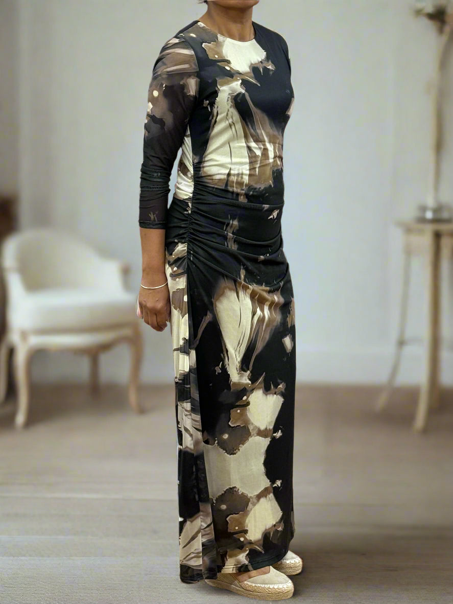 LILA-LONG SLV SIDE RUCHED DRESS