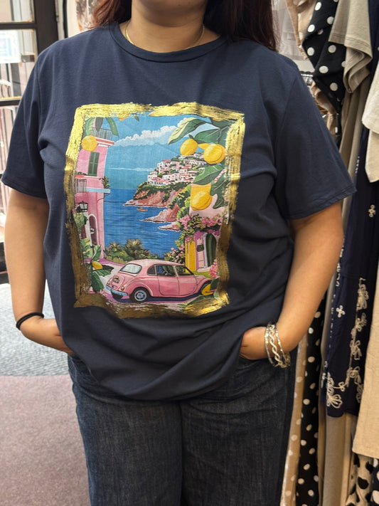 KAYLA- SLOGAN SUMMMER TEE-CURVE