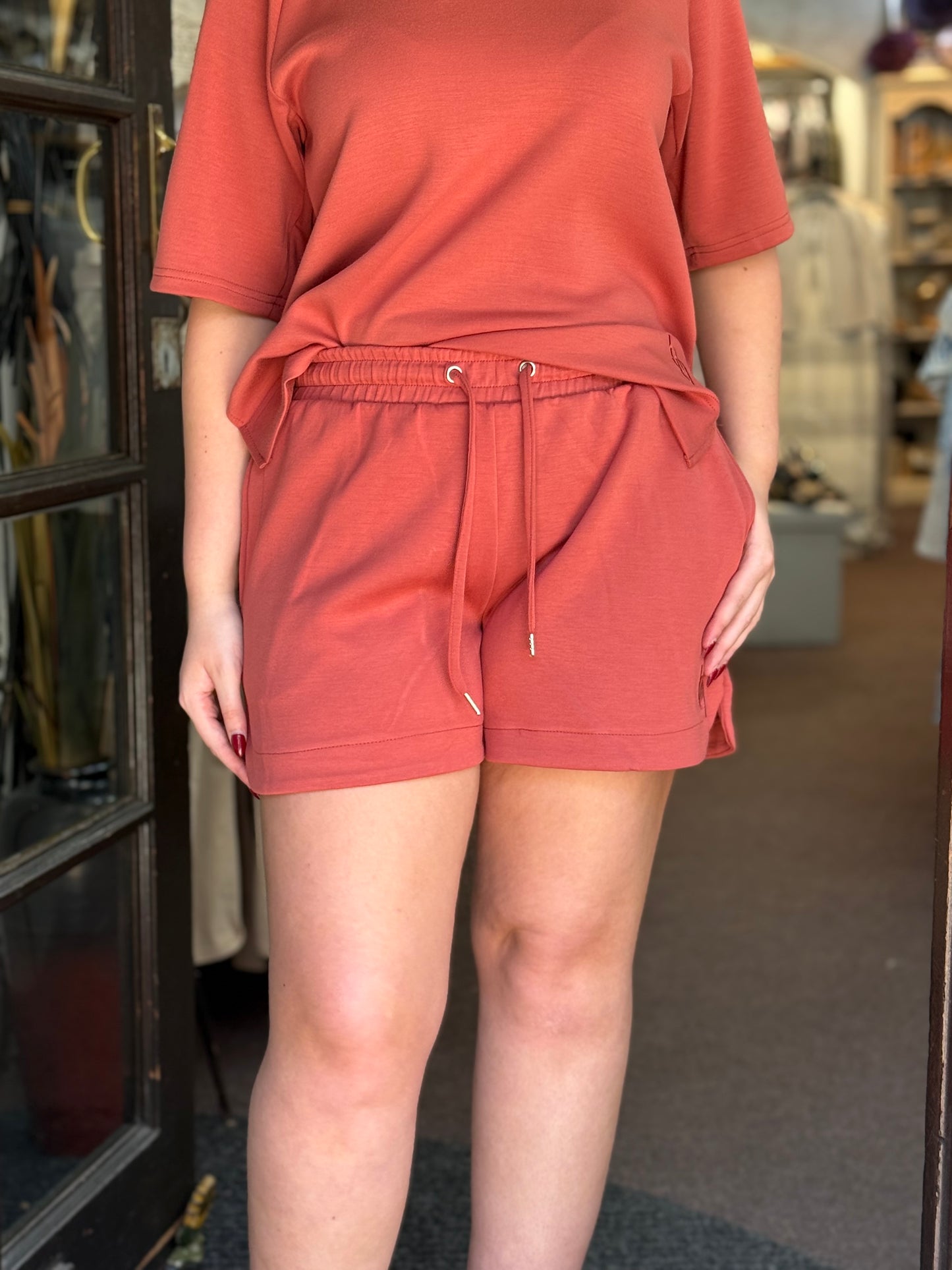 BYOUNG- PUSTI MARSALA SWEAT SHORTS-CO-ORD