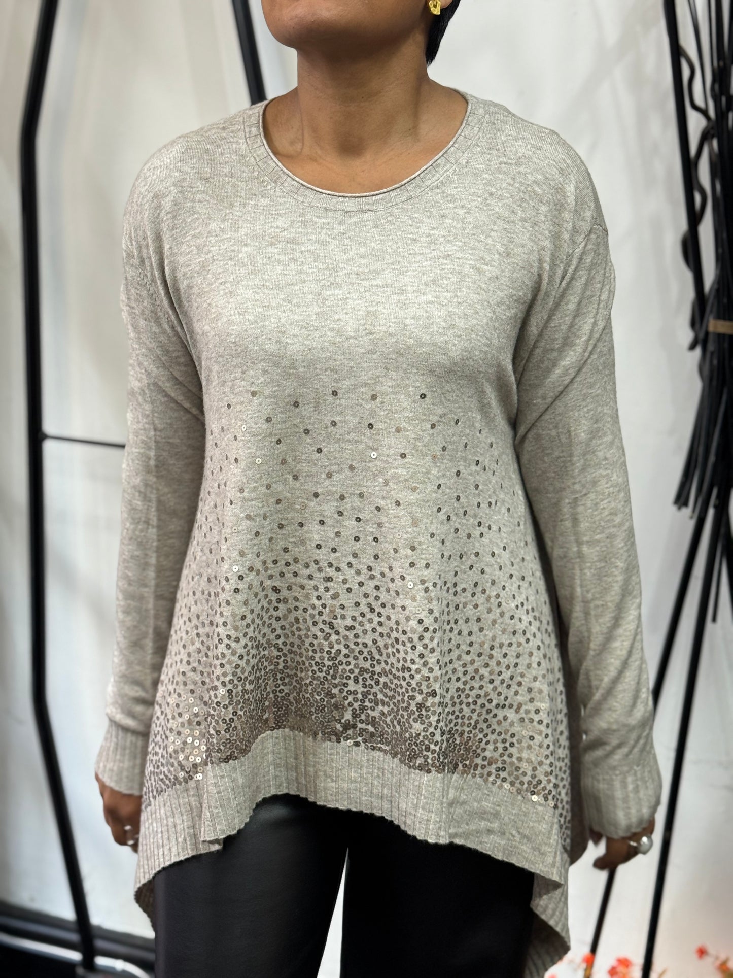 RIVER- TAPERED HEM SEQUIN FINE KNT JUMPER -🖤BLACKFRIDAYWKEND-AUTO 10%OFF@CHECKOUT