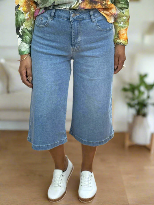 MITSY-L DENIM CULOT SHORTS