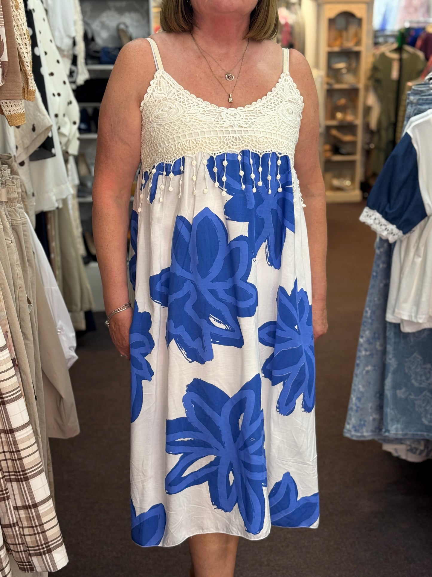MOLLIE- CROCHET DETAIL  FLOWER DRESS