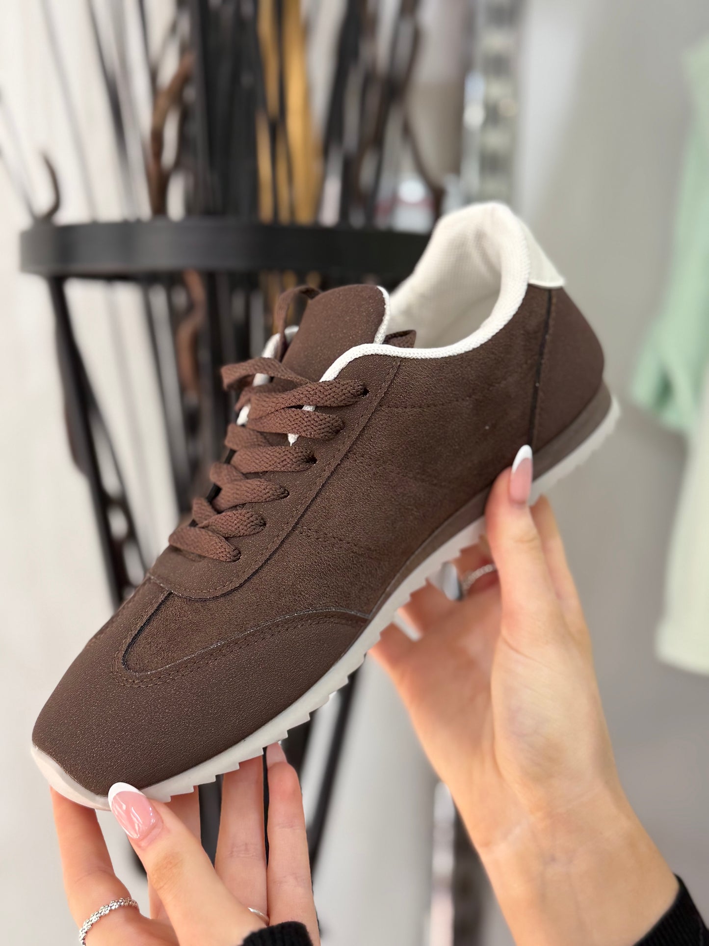 ELENA- BROWN/CREAM LACE-UP TRAINER 🐣 AutoEaster£5off@checkout