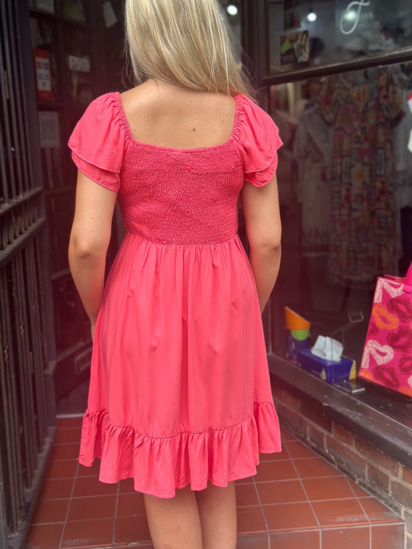 ELDA- CORAL SHEARED PLAIN DRESS