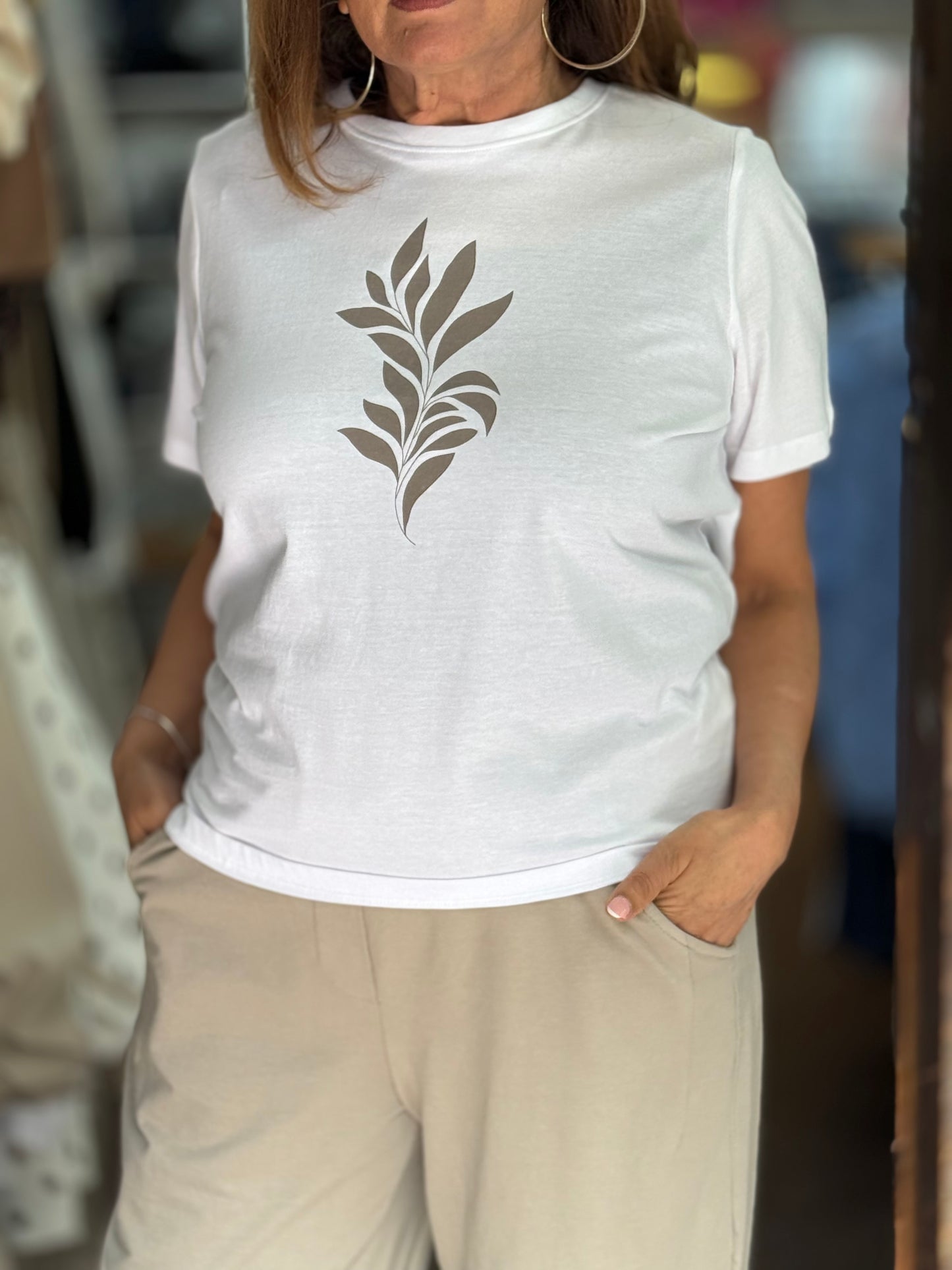 FRANSA ERICA LEAF MOTIF TEE