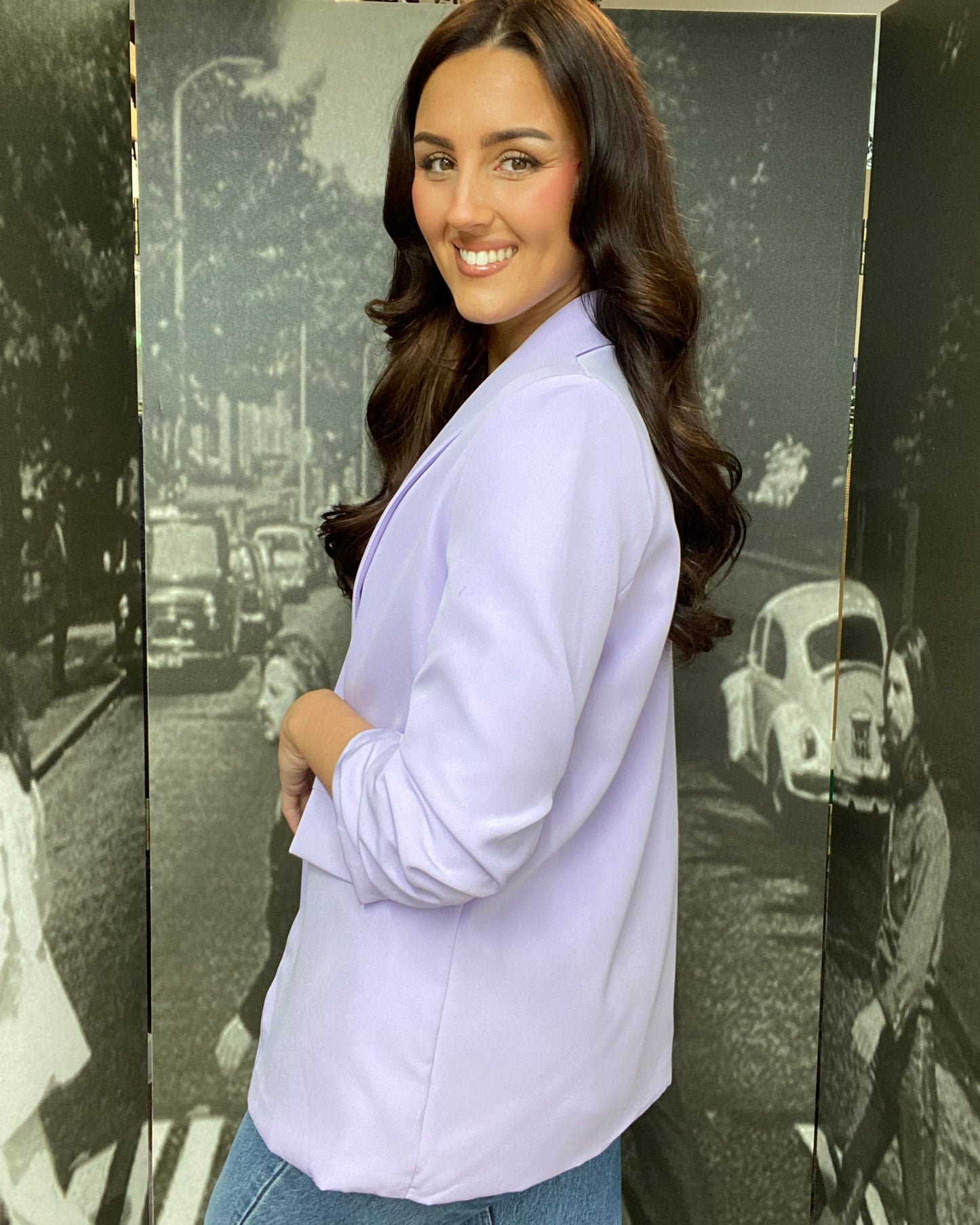 MIMI RUCHED SLEEVE BLAZER- LILAC - SALE now 50%OFF-LAST ONE LEFT