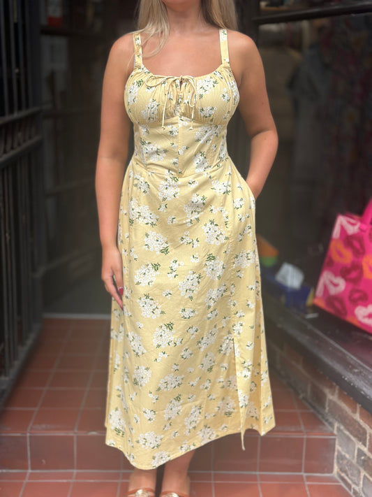LINSEY- LEMON BODEST PRINTED DRESS