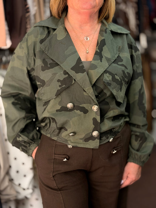 KAI-TRENCH STYLE CAMO MILITARY JACKET