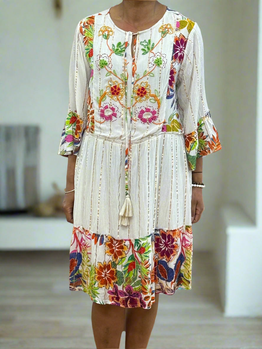 FLICK- BRIGHTS LUREX STRIPE TUNIC DRESS