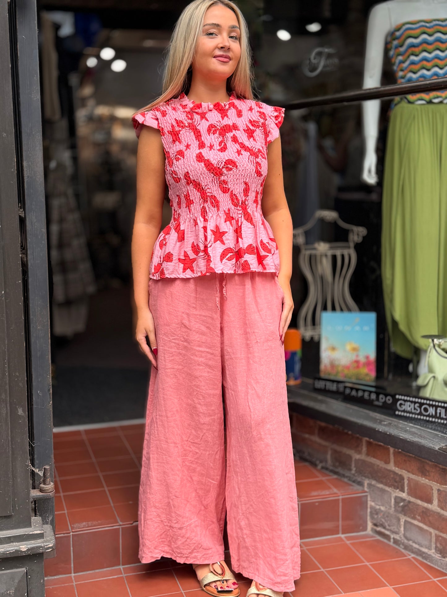 PHOEBE-PRINTED SHEERING TOP